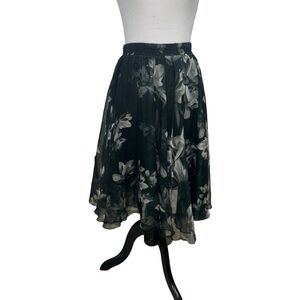 Unbranded Women's S Small Flare Skirt Chiffon Lined Floral Print Lightweight
